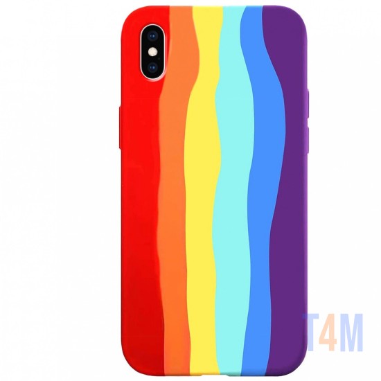 CAPA DE SILICONE ARCO-ÍRIS PARA  APPLE IPHONE XS